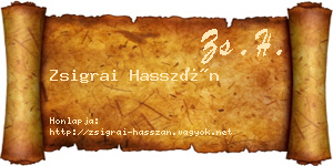 Zsigrai Hasszán névjegykártya
